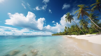 Fototapeta na wymiar an elegant AI image of a pristine tropical beach with powdery white sands and turquoise waters