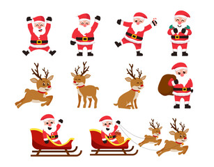 Santa claus with reindeer character collection
