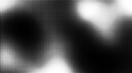 Monochrome gradient halftone dots background. Vector illustration. Abstract grunge dots on white background - obrazy, fototapety, plakaty