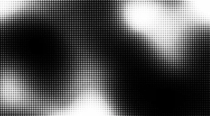 Sierkussen Monochrome gradient halftone dots background. Vector illustration. Abstract grunge dots on white background © kastanka