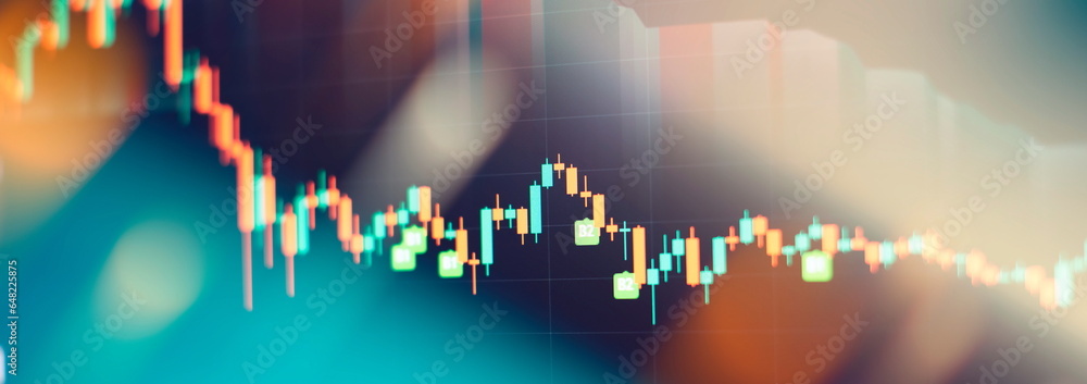 Wall mural concept of stock market and fintech. blurry digital charts