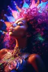 Vibrant Fashion Portrait with Neon Lights