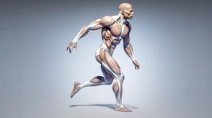 Fototapeta na wymiar figure of a muscular man without skin, model of human muscle structure
