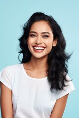Closeup Portrait: Young Asian Indian Woman with Clean Teeth
