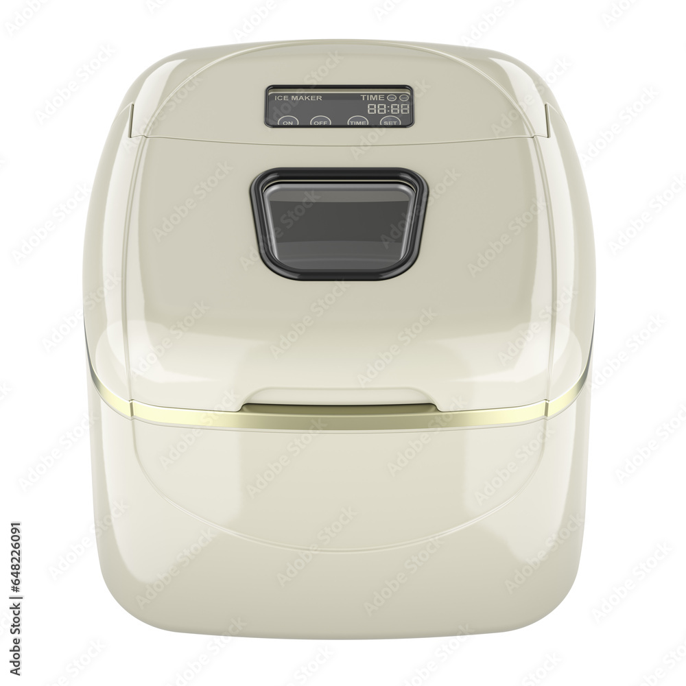 Poster ice generator, icemaker. 3d rendering isolated on transparent background