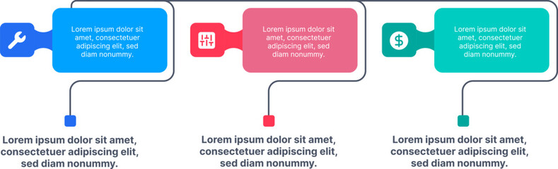Stock infographics design with three step options with icons - obrazy, fototapety, plakaty