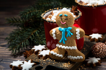 winter treats, gingerbread man cookies and hot chocolate