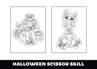 Copy the picture kids game and coloring page.Halloween education drawing skill game for preschool children.