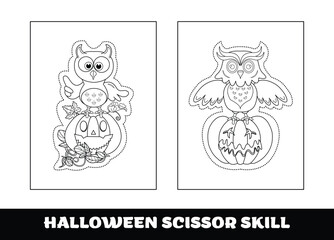 Copy the picture kids game and coloring page.Halloween education drawing skill game for preschool children.