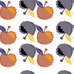 Abstract apple fruits seamless pattern. Fruit ornament.