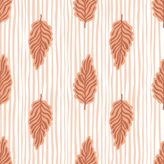 Abstract autumn leaves seamless pattern. Simple botanical leaf background.