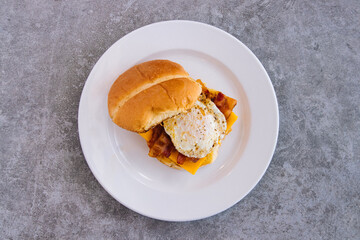 Breakfast sandwich on a plate