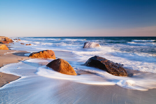 Gay Head Public Beach At Sunset; Martha's Vineyard, Massachusetts, United States Of America