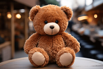 Obraz premium The teddy bear girl cuddles her beloved teddy bear, wrapping her arms around it in a tight and affectionate hug, finding comfort and joy in their embrace. teddy. bear. Generative Ai illustration.