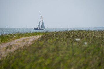 Sailing ship on the Markersea in the Netherlands