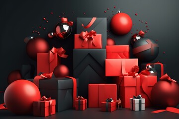 Christmas and New Year Concept. Christmas and New Year Background. Christmas and New Year Theme. Christmas Gift. New Year Party. Generative Ai.