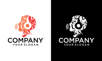 Creative Mind Logo Design. Abstract Tech Circle Combined with Face Silhouette. Usable For Business Brand, Tech and Company. Vector Logo Illustration.