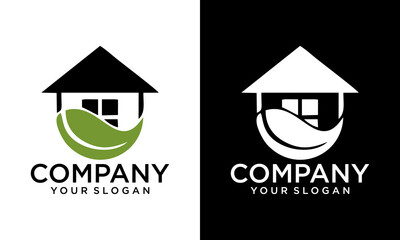 Nature house logo with green color can be used as symbols, brand identity, company logo, icon vector design