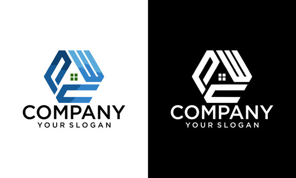 PCW letter logo design in illustration. Vector logo, calligraphy designs for logo, Poster, Invitation, etc.