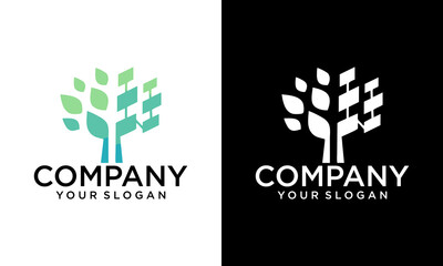 Abstract vibrant tree logo design, root vector - Tree of life logo design inspiration isolated on white background.