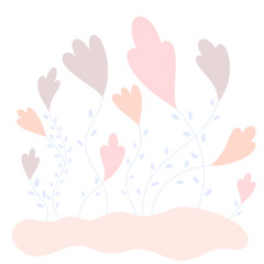 Vector background with flowers in delicate light colors. Illustration for your design of packaging, cards, invitation and other.