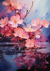 Fleurs de cerisier dans l'eau