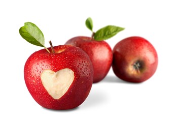 Fresh ripe sweet Apple fruit with heart cut