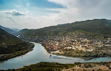 Aerial panorama of Mtskheta town, old capitol of Georgia © TOMASZ
