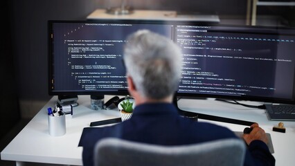 Coder Using Computer At Desk