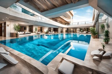 swimming pool in hotel
 4k HD quality photo. 