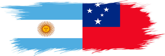 Argentina and Samoa flags In brushstroke style
