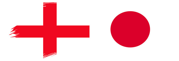England and Japan flags In brushstroke style