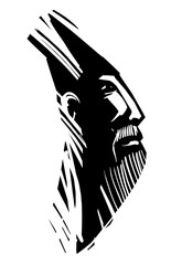 Woodcut Style wizard's face