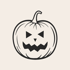 Halloween pumpkin flat icon, black and white