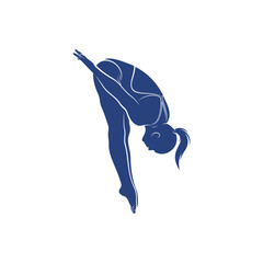 Synchronized Diving vector illustration design. Springboard Platform Diving Silhouette. Sport Athletes design template.