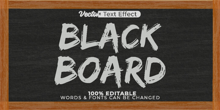 Black Board Vector Text Effect Editable Alphabet Chalk School Student