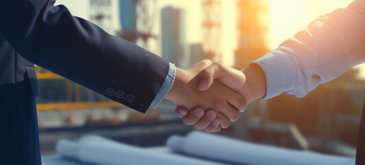 Handshake concept, Business partnership meeting, Successful after a good deal, two shaking hands, greeting offering cooperation, welcoming at a job interview