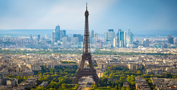 The famous Eiffel Tower in Paris - aerial view over the city - travel photography in Paris France