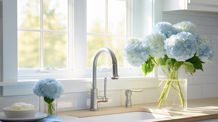 Farmhouse Kitchen Sink with Hydrangeas