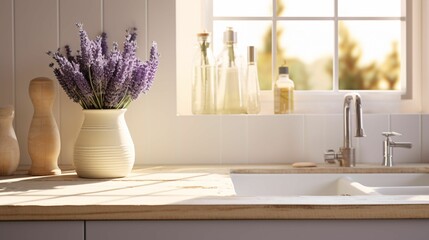 Farmhouse Kitchen Sink with Lavender