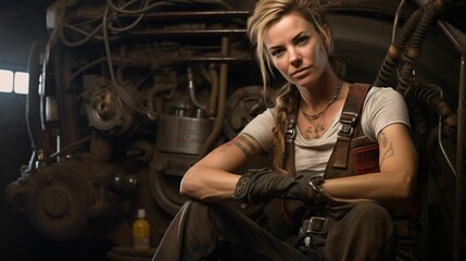 Fototapeta na wymiar Mechanic - Woman - Female Mechanic