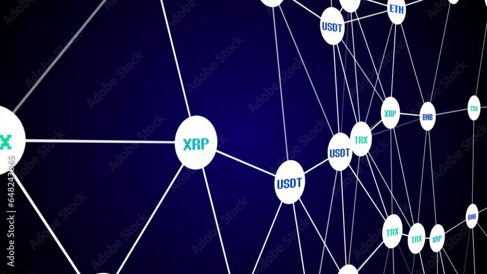 Poster blockchain data transfer network. cryptocurrency connected by network