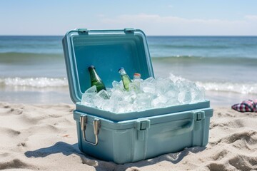 Ice cooler for beach picnics. Generative AI