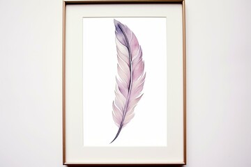 Contemporary feather illustration. Minimalist watercolor art. Abstract wall decor. Generative AI