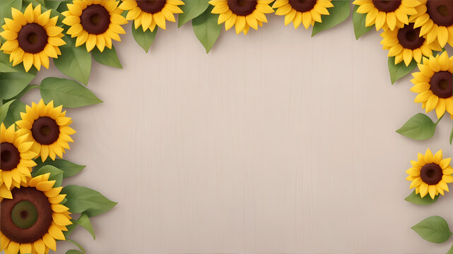 白い板の背景に向日葵の飾り