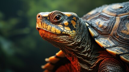 Fototapeta na wymiar a close up of a turtle with a blurry background. generative ai