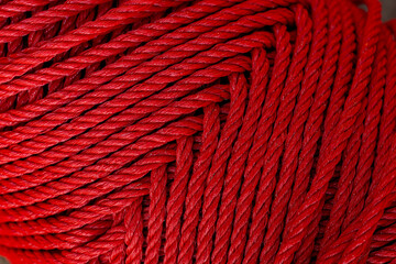Red macro rope background,Closeup of red color rope