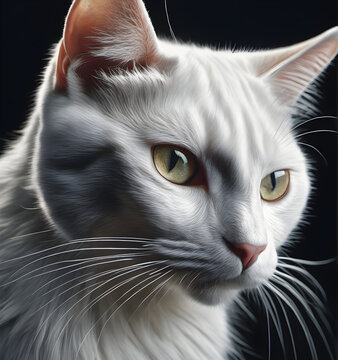 Ethereal Elegance: Studio Portrait of a Graceful White Cat. generative AI