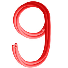Red Numeric Letters - 9