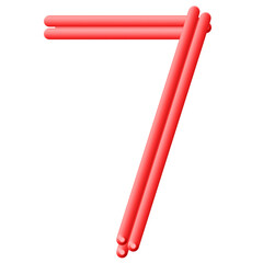 Red Numeric Letters - 7
